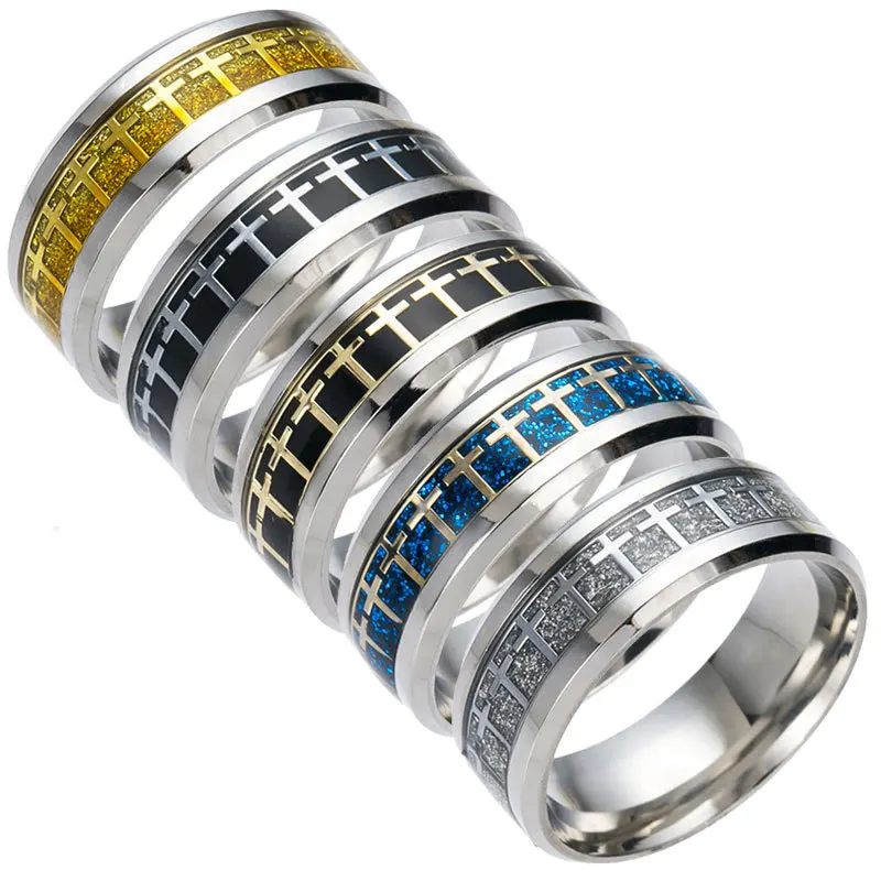 

New Trendy Mens Stainless Steel Cross Ring Engagement Wedding Party Jewelry Gift Silver Ring For women Anillos Acero Inoxidable