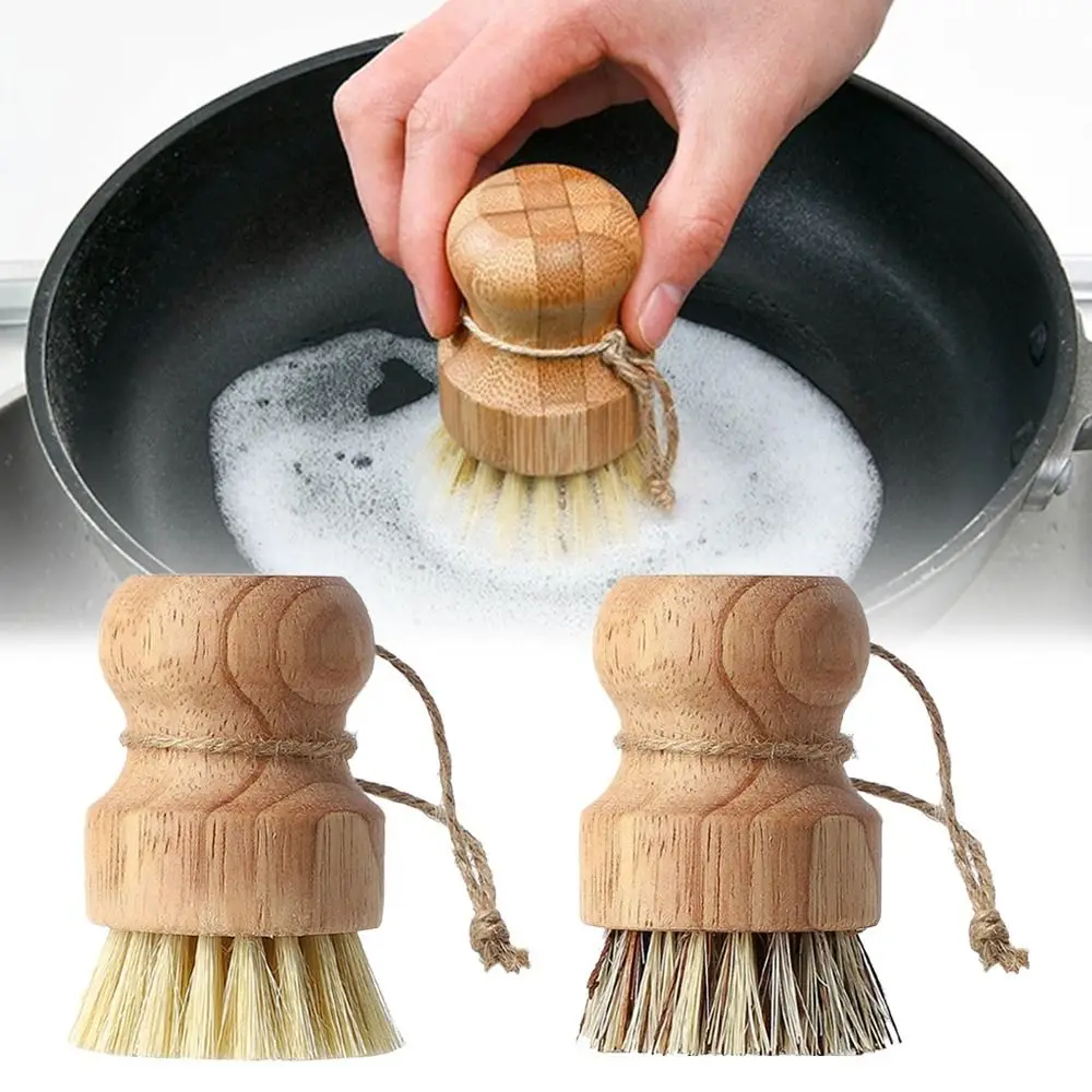

1pc Palm Pot Brush Bamboo Round Mini Scrub Brush Natural Scrub Brush Wet Cleaning Scrubber for Wash Dishes Pots Pans Vegetables