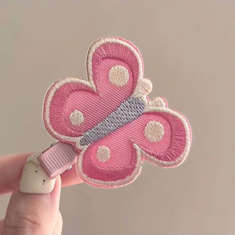 

Новые милые заколки для волос для девочек с вышивкой в виде бабочки, розовая Женская мода, аксессуары для волос