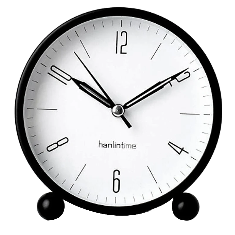 Hanlintime Analog Alarm Clock,Easy Set Small Desk Clock,Non 