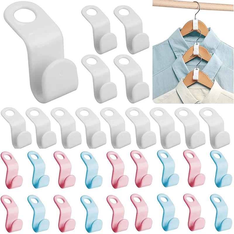 

D5 10/5Pcs Clothes Hanger Hook Space Saving Closet Connector Hook Cascading Hanger Plastic Extender Clip Wardrobe Coat Organizer