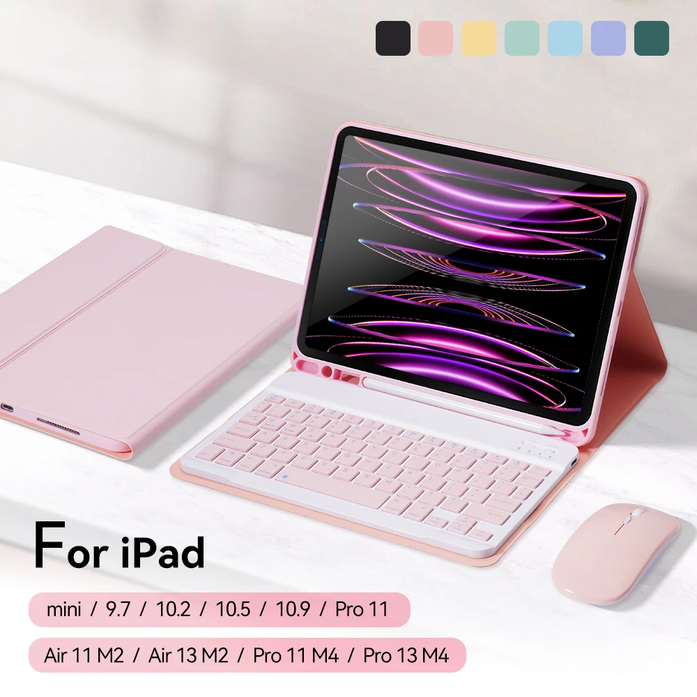 Чехол для планшета с клавиатурой iPad 10 2022 Pro 11 Air 6 5 4 3 2 8-го 9 поколения M2 11/13 дюймов