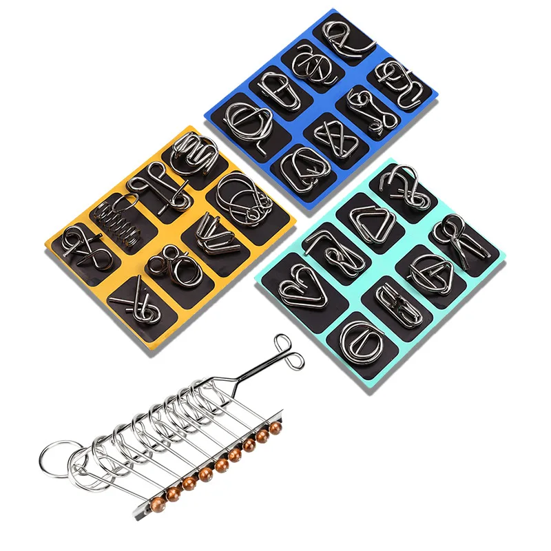 

Metal Montessori Puzzle Toys Wire Iq Mind Brain Teaser Puzzles Children Adult Interactive Game Anti-Stress Reliever Educational