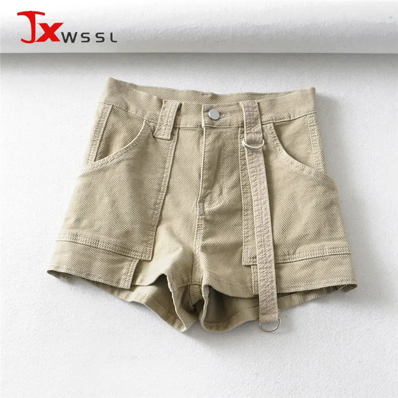 

Retro Street Casual Ladies Cargo Shorts Summer High Waist Straight Short Pants Women's Simple Fashion Solid Color Casual Shorts
