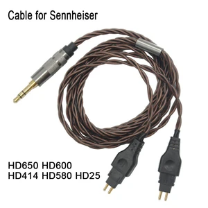 Новый обновленный Сменный кабель для Sennheiser HD414 HD650 HD600 HD580 HD565 HD545 HD535 HD525 HD265 HD25, Аудиокабели для наушников