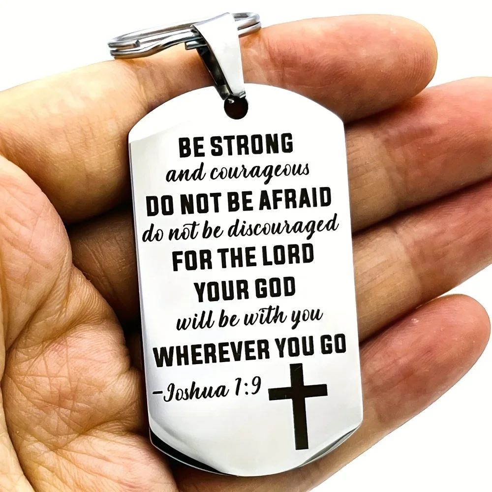 

Брелок "Be Strong And Courageous", нержавеющая сталь