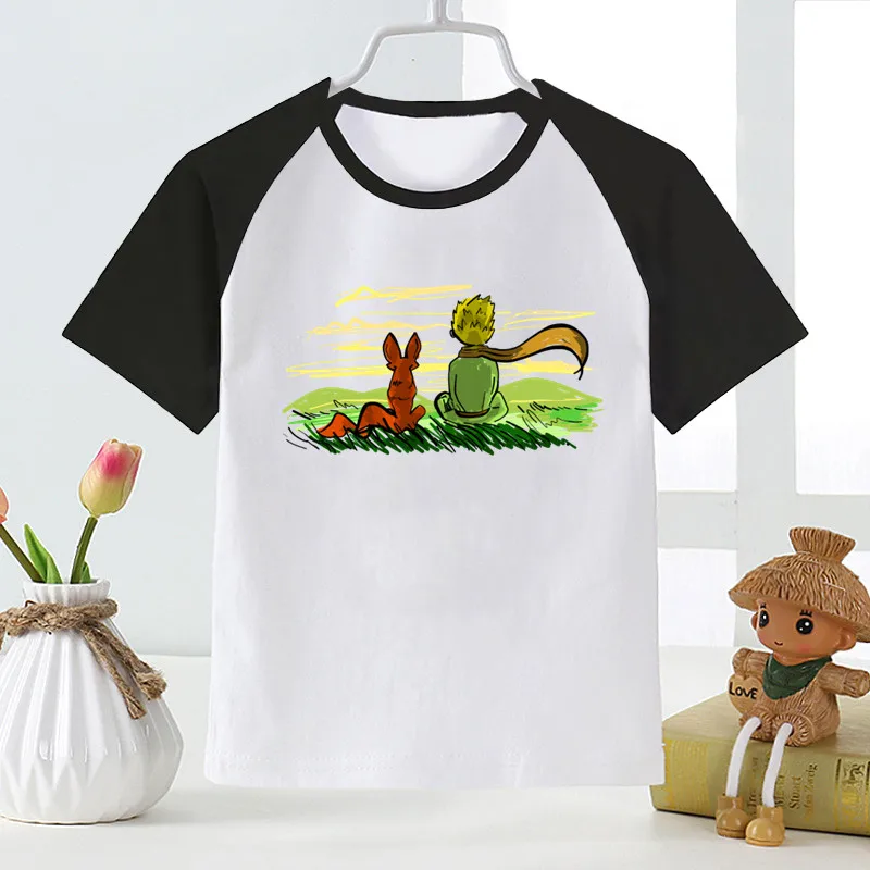 Little Prince Boy Tshirt Cartoon Cute Animal Print Girl Shirts Children Comfortable O-Neck Short Sleeve Girl Boy Clothes