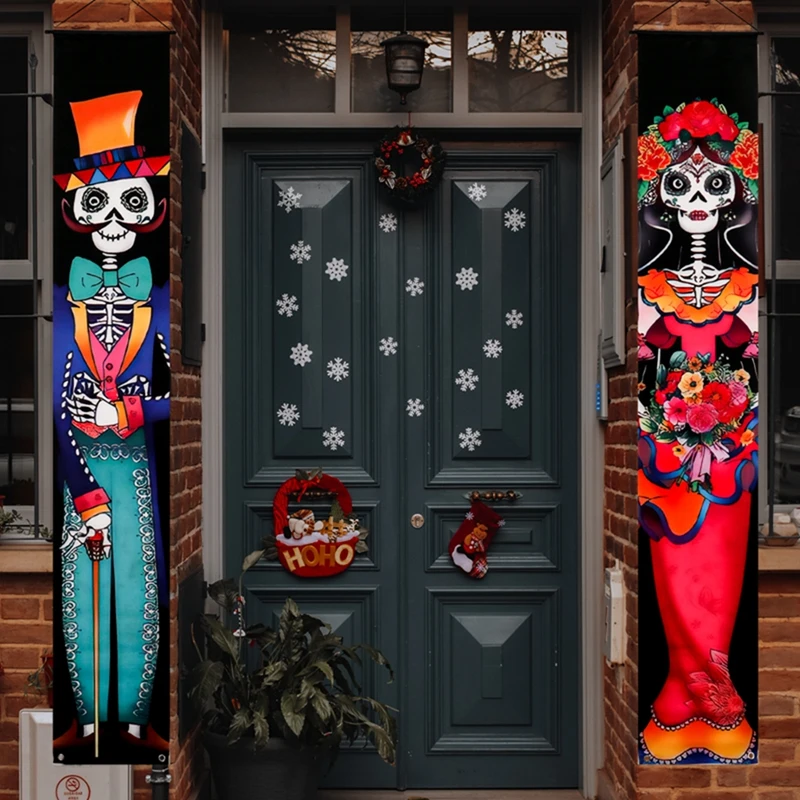 

Outdoor Party Supplies Horror House Day Of The Dead Party Porch Sign Background Hanging Door Curtain Banner Halloween Decoration