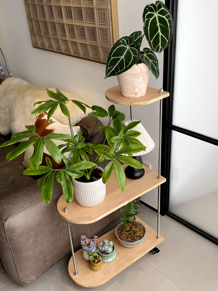 Уличная полка для растений с подставкой колес цветов и других искусств