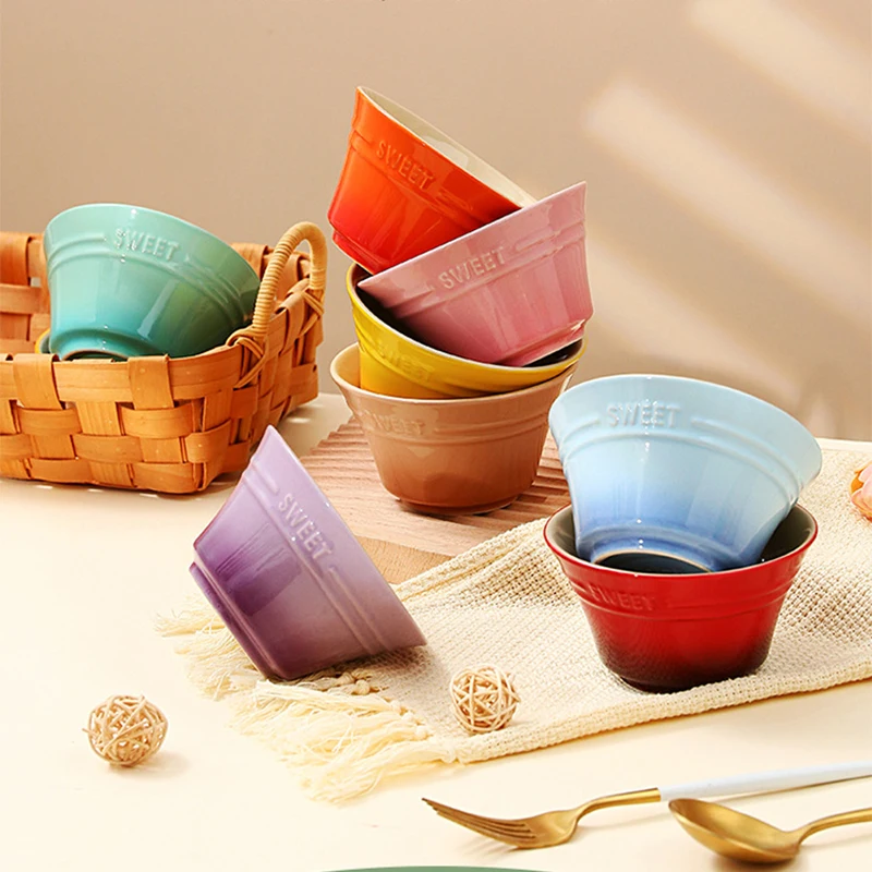 Радужный цвет градиента керамическая лапша десерт салат рисовая миска бытовая
