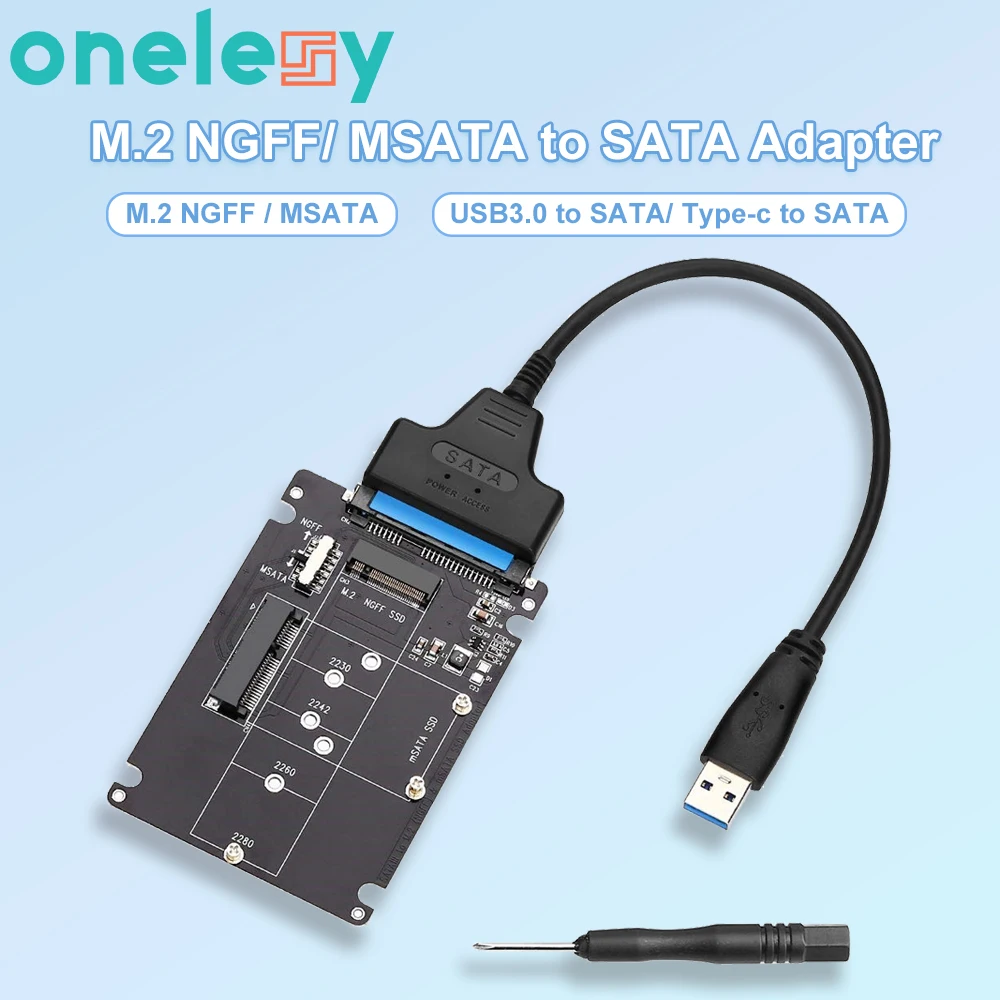 Адаптер Onelesy M.2 NGFF-SATA Преобразователь MSATA в USB SATA 3.0 Внешний адаптер 2-в-1 mSATA m.2