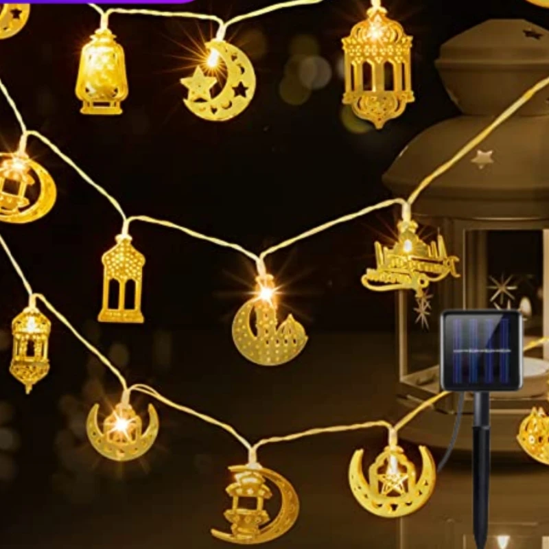 

4.8M LED String Lights Solar Energy EID Mubarak Ramadan Kareem Decoration For Home Islam Muslim Event Party Supplies