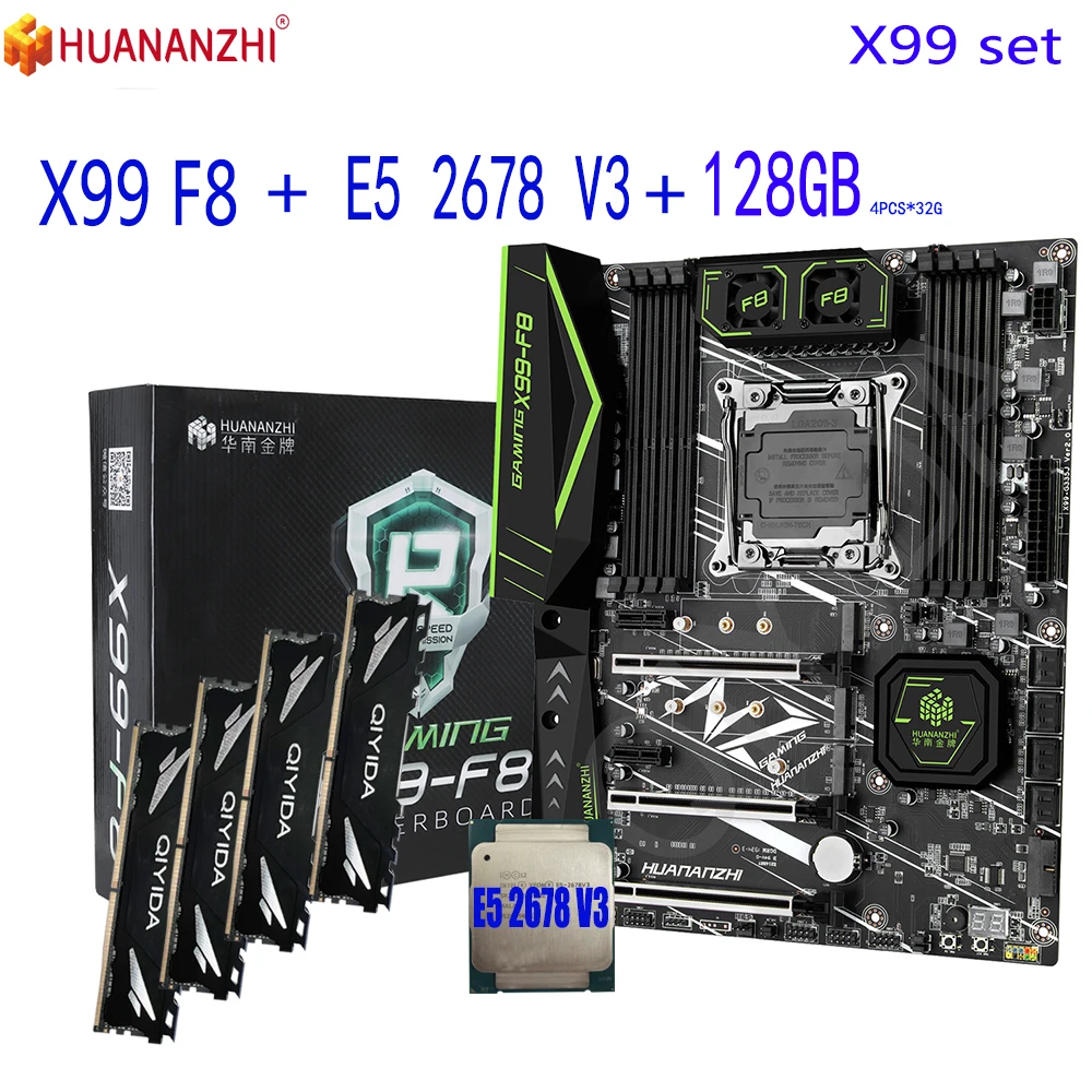 

HUANANZHI X99 F8 motherboard Set DDR4 LGA2011-3 128GB = 32GB * 4pcs 3200MHz Memory
