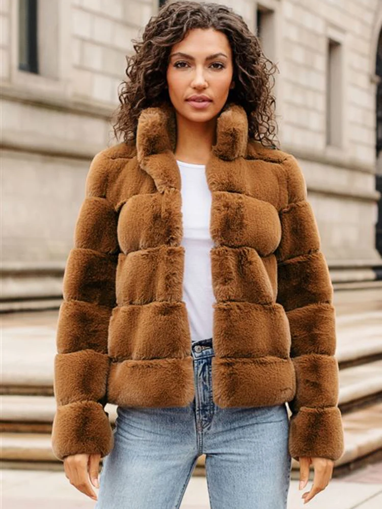 Winter New Women Faux Fur Jacket Coat 2022 Female Fashion Elegant Fluffy Thick Warm Artificial Fox Fur Jacket
