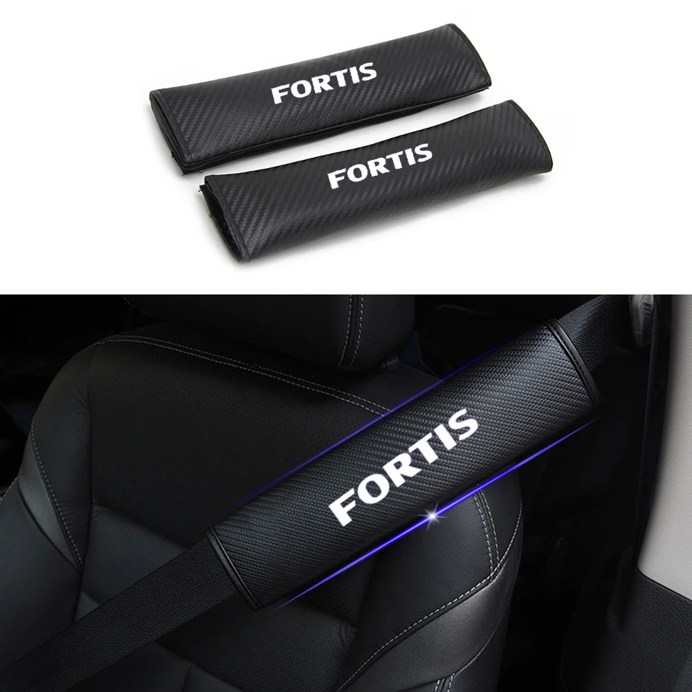 For Mitsubishi FORTIS Car Safety Seat Belt Harness Shoulder Adjuster Pad Cover Carbon Fiber Protection Cover Car Styling 2pcs