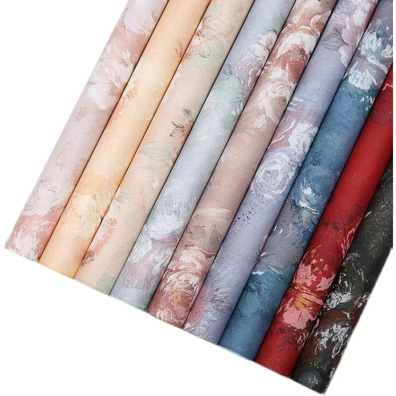 

15pcs Flower Bouquet Wrapping Paper New Oil Painting Paper Peony Flower Pattern Flower Shop Material Packaging