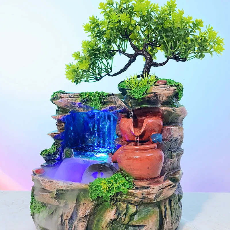 

Relax Fountain Gift Rockery Flowing Indoor Decor Water Resin Fountain Ornament Waterfall Home Best For Desktop Crafts