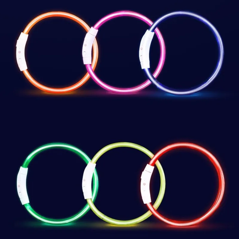 

Ошейник для собак, светящийся безопасный ошейник с USB-зарядкой для щенков, маленьких, средних и больших собак, аксессуары для ночной прогулки