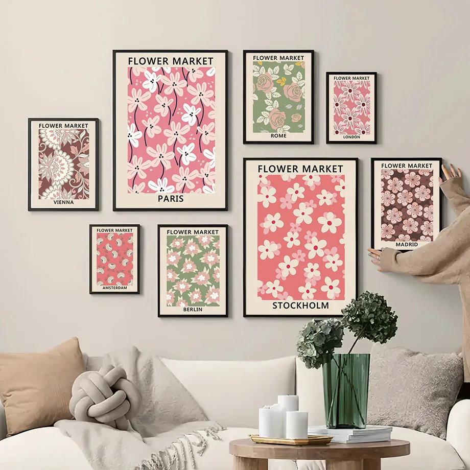 

Abstract Flower Market Vintage City Nordic Posters And Prints Wall Art Canvas Painting Wall Pictures For Living Room Home Decor