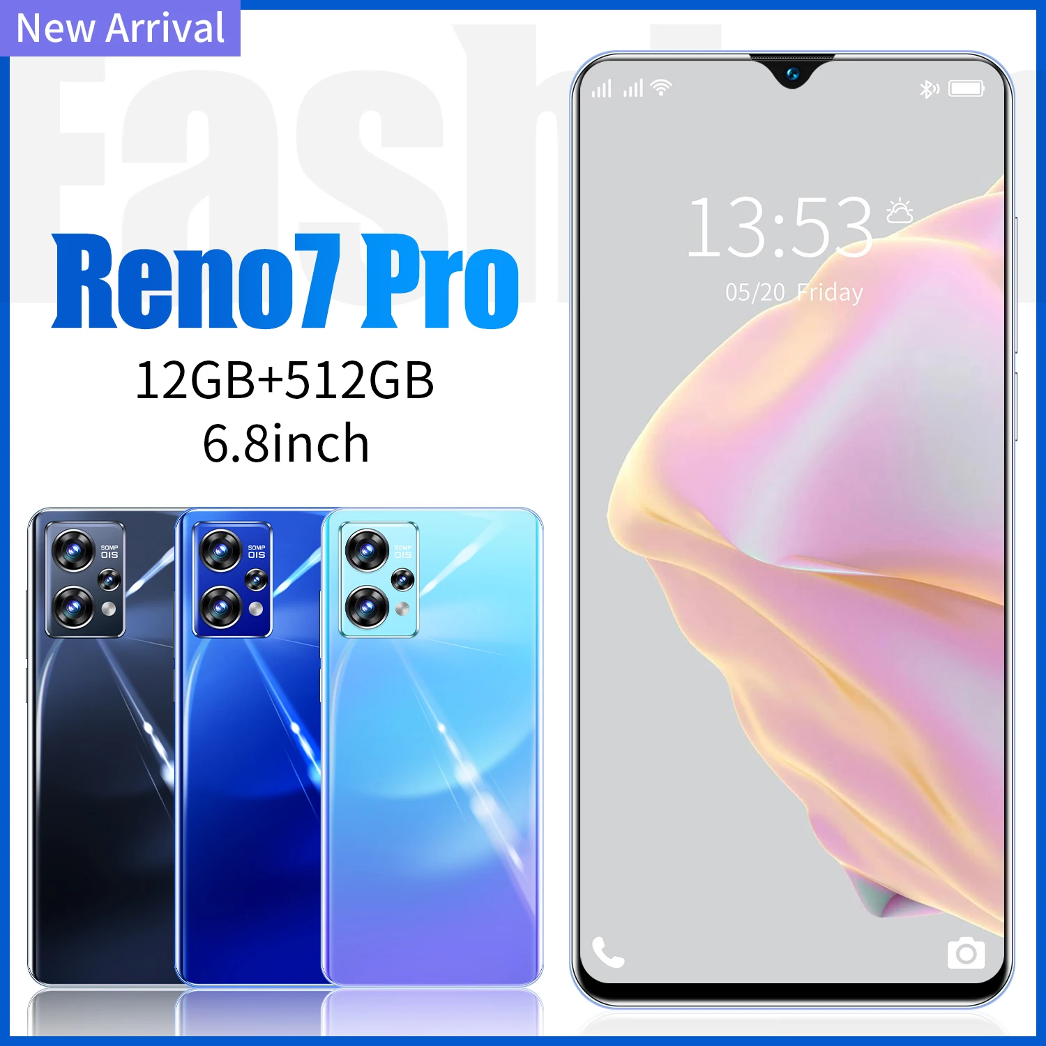 reno7 pro 6 8 inch drop screen 16512gb 3264mp 6800mah android 11 smartphone 10 core mtk6899 fingerprint face id mobile phone free global shipping