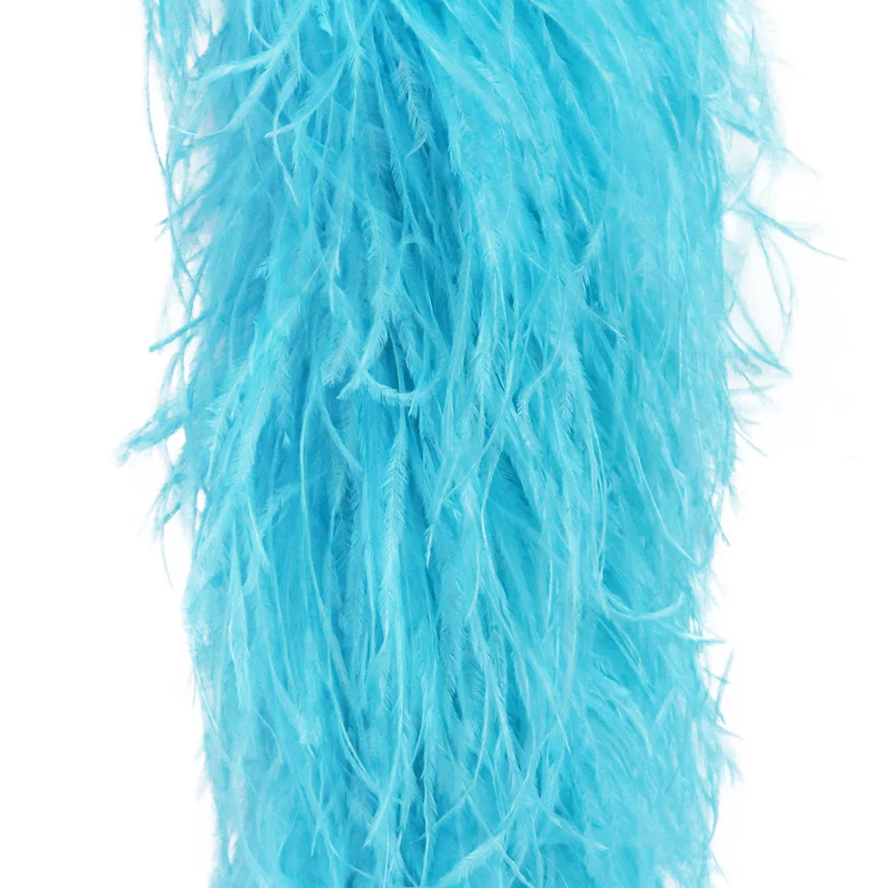 

Wholesale 50CM Blue Natural Ostrich Feather Boa Long Costume Party Wedding Dress Decoration 4/6/10/20/26ply Plume Accessory