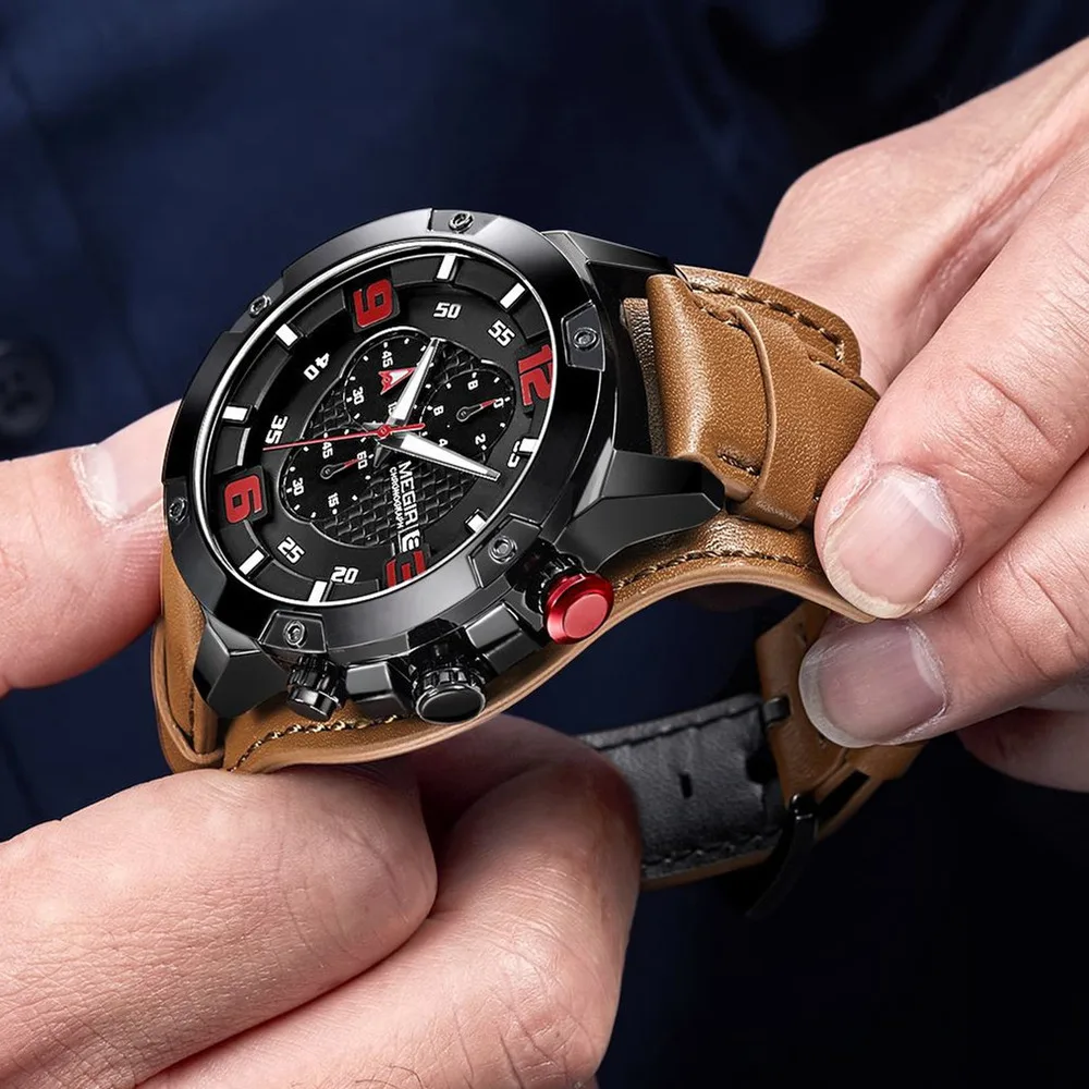 Часы MEGIR мужские с большим циферблатом Брендовые спортивные водонепроницаемые