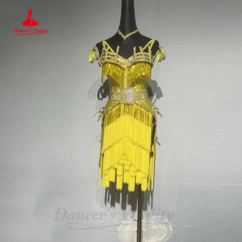 

Платье для латинских танцев, женское платье с бахромой по индивидуальному заказу, ожерелья для танцев Senior Stones платье с кисточками, костюм для танго, юбка для латинских танцев