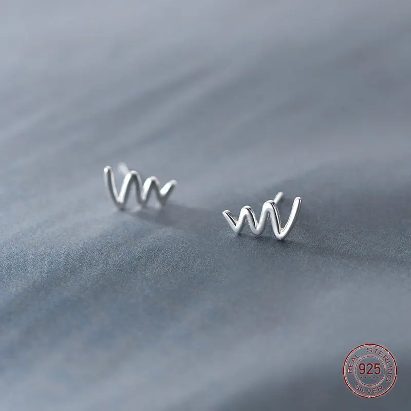

925 Sterling Silver Wavy Lines Stud Earrings for Women Temperament Engagement Wedding Earring Summer Jewelry Party Gifts