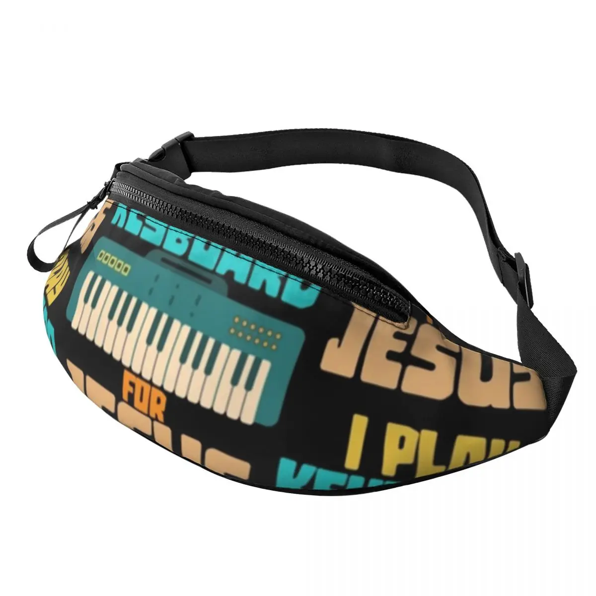 

I Play Key Board Waist Bag Musical Synthesizer Funny Polyester Waist Pack Hiking Women Bag