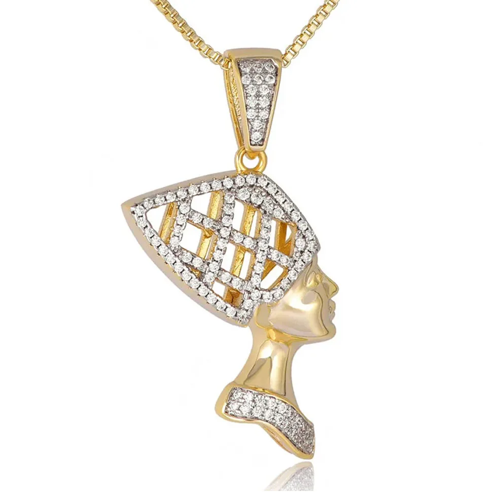 

VANAXIN хип-хоп египетская королева Фараон кулон ожерелье для женщин прозрачный CZ Кепка ювелирные изделия Высокое качество обручальное модное ювелирное изделие подарок