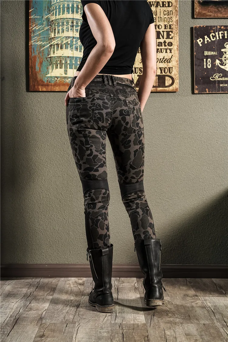 Камуфляжные удобные мотоциклетные джинсы Uglybros женские уличные мотобрюки для