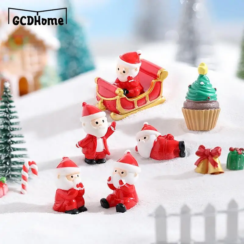 

1PC Christmas Decoration Mini Deer Miniatures Santa Claus Snowman Fairy Miniatures Figurines Resin Landscapes Home Decoration