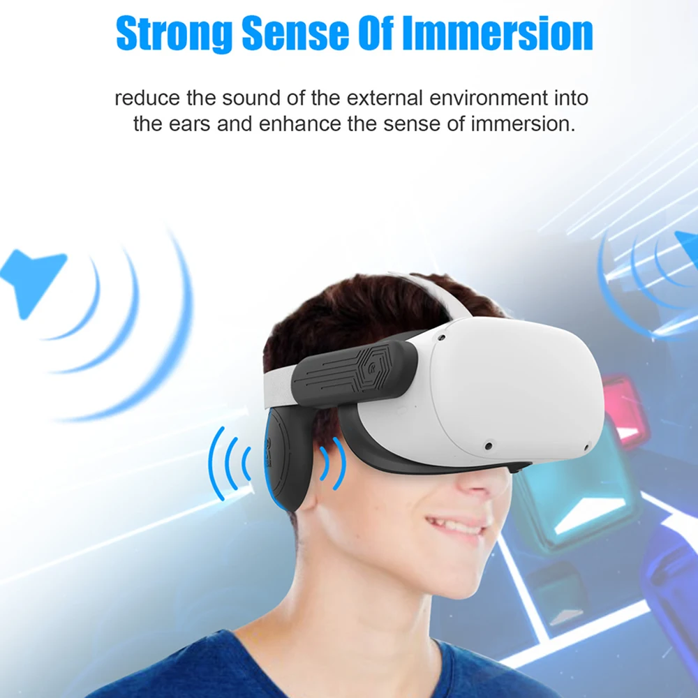 Silicone Ear Muffs for Oculus Quest 2 VR Headset Enhanced Sound Solution for Oculus Quest 2 Accessories Noise Reduction Earmuffs