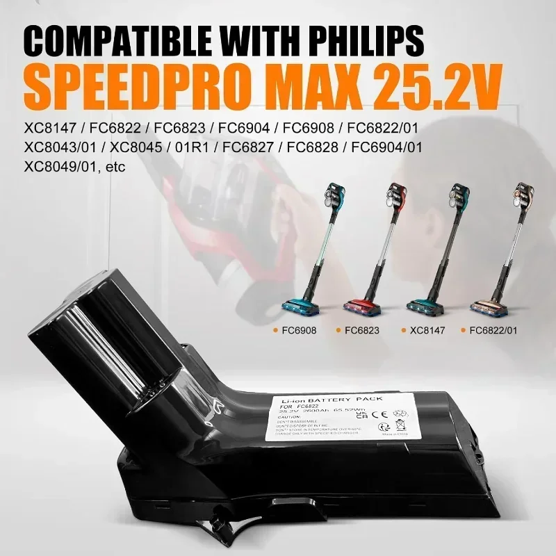 Фото Сменный аккумулятор 25,2 В для беспроводного пылесоса Philips FC6826/01 XC8147/01 FC6903/01 FC6908 FC6823 XC8047/01 FC6827/01 FC6828/01. №5