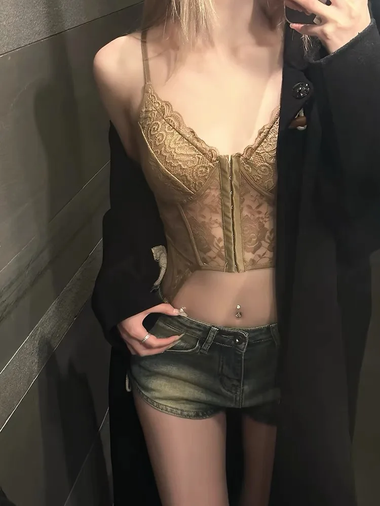 Женский кружевной топ на бретельках Привлекательный бюстгальтер в стиле ретро с