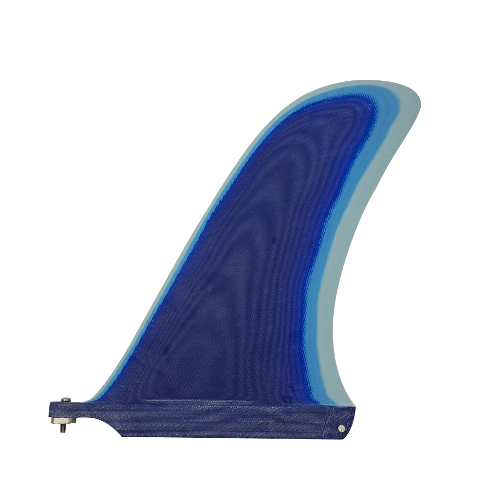 Surfboard Longboard Fin 10.5 Inch Blue Color Fiberglass Sup Fin Honeycomb Single Fin Stand Up Paddleboard