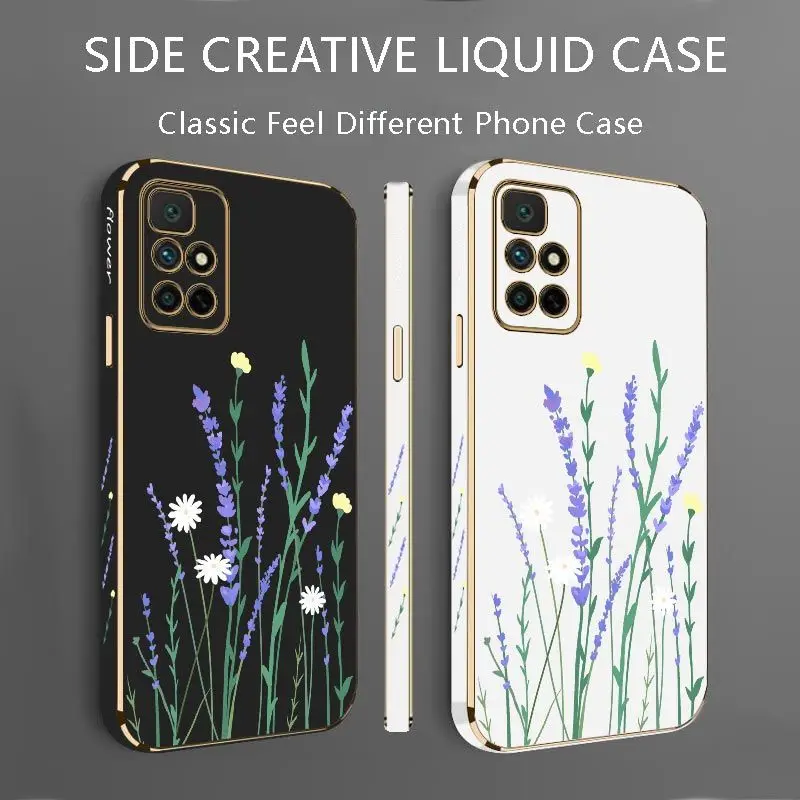 Daisy Lavender Luxury Plating Phone Case For Xiaomi Redmi 10 10A 12C 9 10C 9T 9A A1 9C Cover