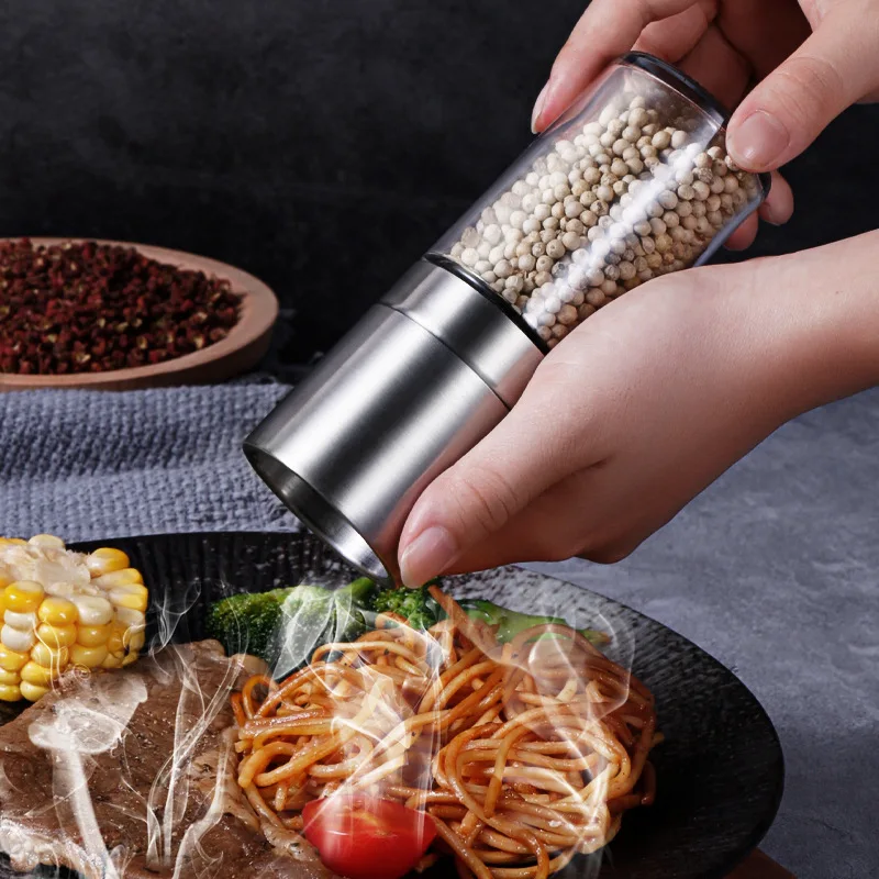 

1pcs Pepper Mill Household Grinder Stainless Steel Manual Salt Pepper Grinder Seasoning Kitchen Tools Grinding for Cooking