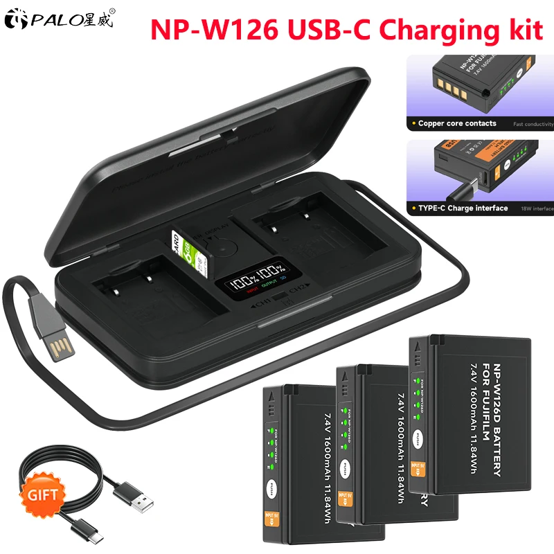 Фото NP - W126 NP W126 NP W126S USB - C Аккумулятор + зарядное устройство для жидкокристаллического накопителя Fujifilm X - T20 X - Pro1 XPro1 X - T1 XT1 HS30EXR HS33EXR X Pro1 X100F №1