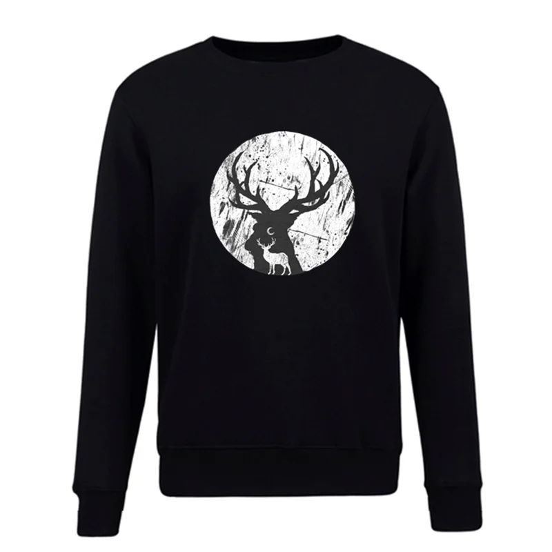 

Deer On Moon Night Hip Hop Celebrate Men Sweatshirt Lucky Elk Evolution hoodies Casual Coat Tops Harajuku Streetwear Fitness