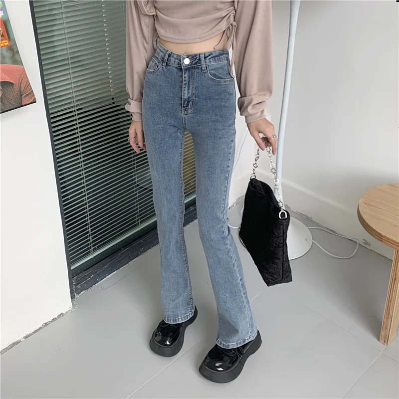 N1032   Women's new fashionable high waist slim fit elastic nine-point jeans