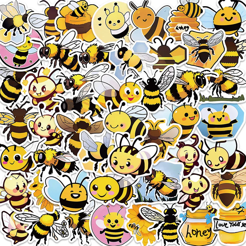 

10/30/50PCS Cartoon Little Bee Stickers Funny Kids Decals Graffiti DIY Wall Fridge Helmet Luggage Funny Sticker Decoration Toy