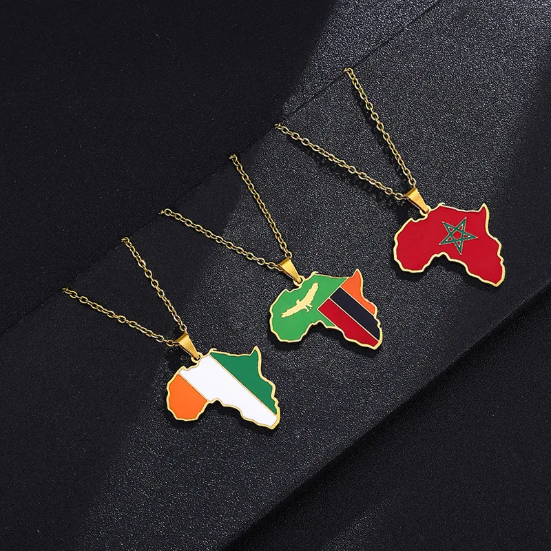 Африка Карта кулон ожерелье для мужчин женщин Нигерия Конго цепи ожерелья из