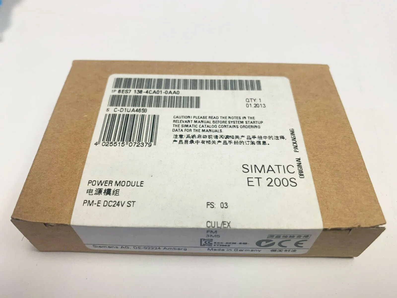 

Новинка, оригинальный модуль питания 6ES7138-4CA01-0AA 0, флуоресцентный модуль 24 В постоянного тока, флуоресцентная версия Dhl, гарантия 1 год, быстрая доставка 6ES7138-4CA01-0AA0