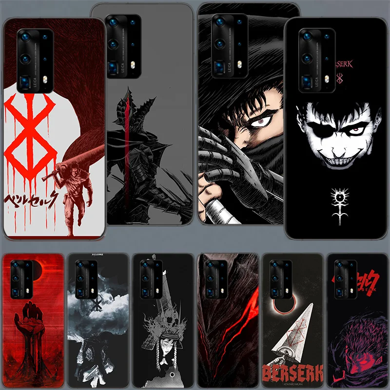 

Berserk Guts Anime Phone Case For Huawei Mate 40 30 20 Pro 10 Pro Huawei P50 P40 P30 Lite P20 P10 Lite Cover