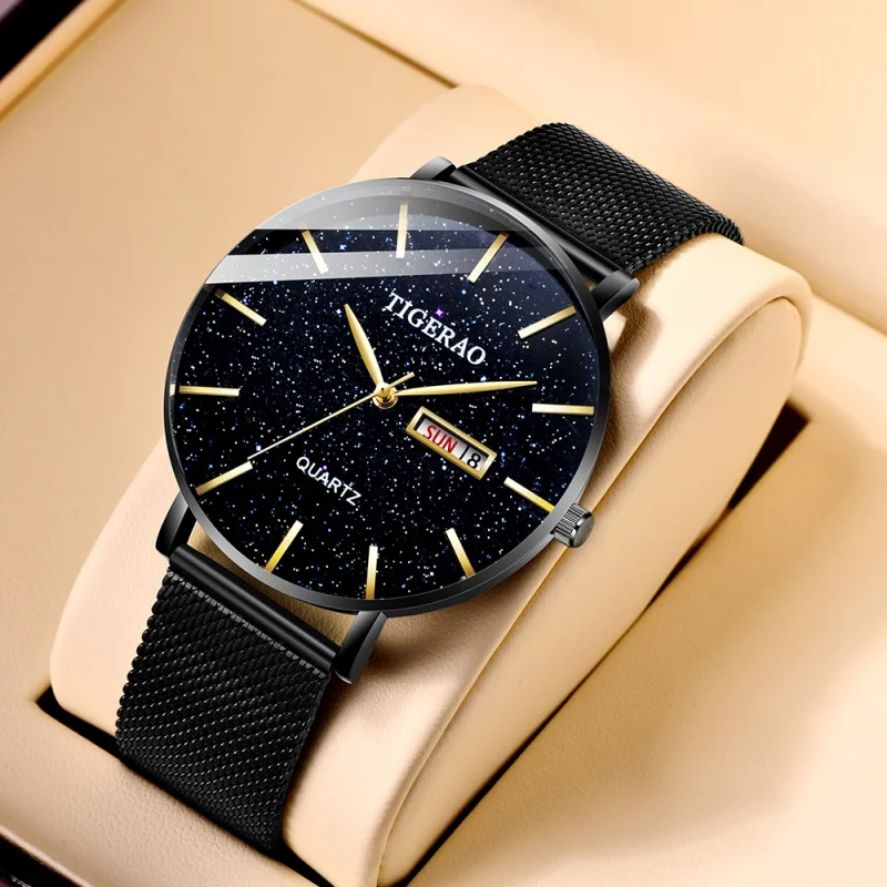 

[Official Genuine] Full automatic non mechanical watch Men's student waterproof calendar Men's watch Korean fashion lumi