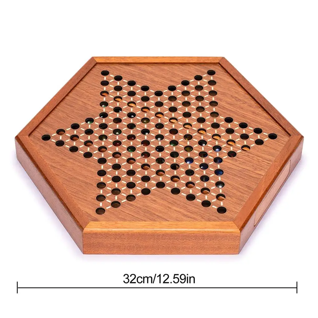 

Checkers Board Chinese Hexagon Glass Ball Drawers Checkers Game Classic Sturdy Durable Strategy Games Beginners Home