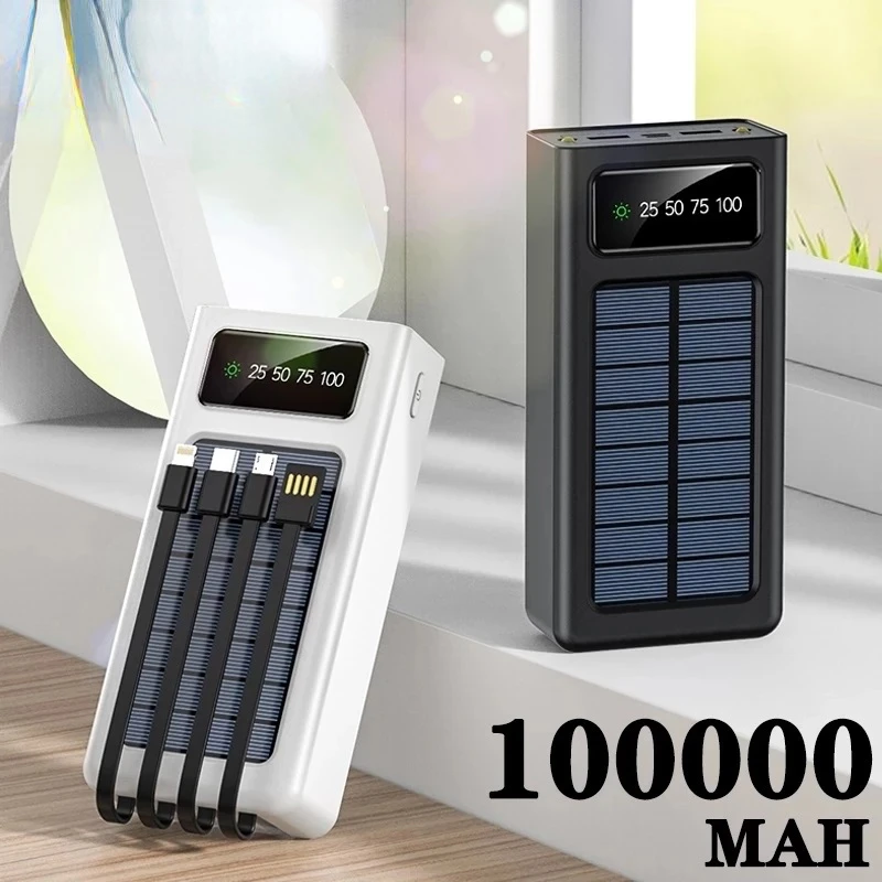 

2023New 100000mAh NEW Power Bank QC 3.0 PoverBank Fast Charging Powerbank Outdoor Waterproof Camping Light for Xiaomi Samsung ip