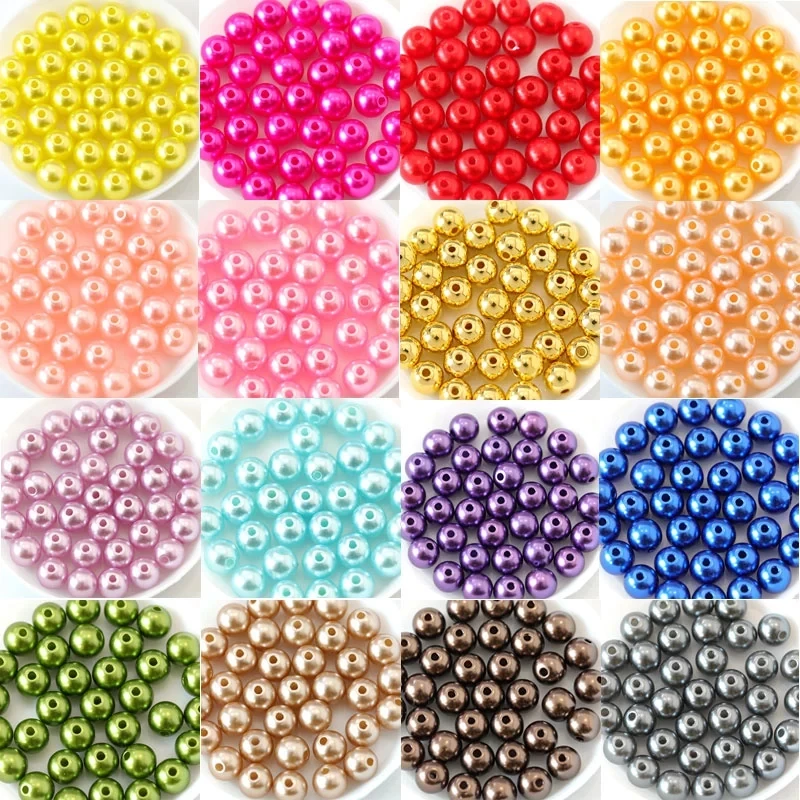 

3-12mm ABS straight holes round imitation plasticwtraight holes round imitation plasti beads for needlework & Jewelry Making