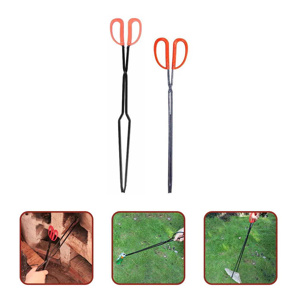 

2 Pcs Stainless Steel Charcoal Clip Outdoor Garbage Plier Charcoal Tong Firewood Clip